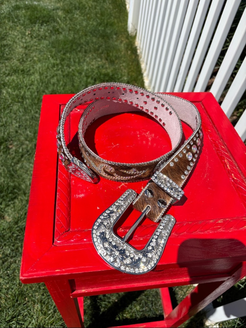 Nocona Cowhide Bling Belt Size M/L, 30” - 36”